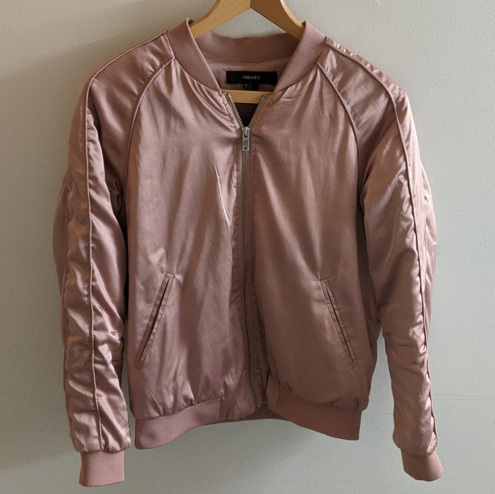 Pink Satin bomber jacket
